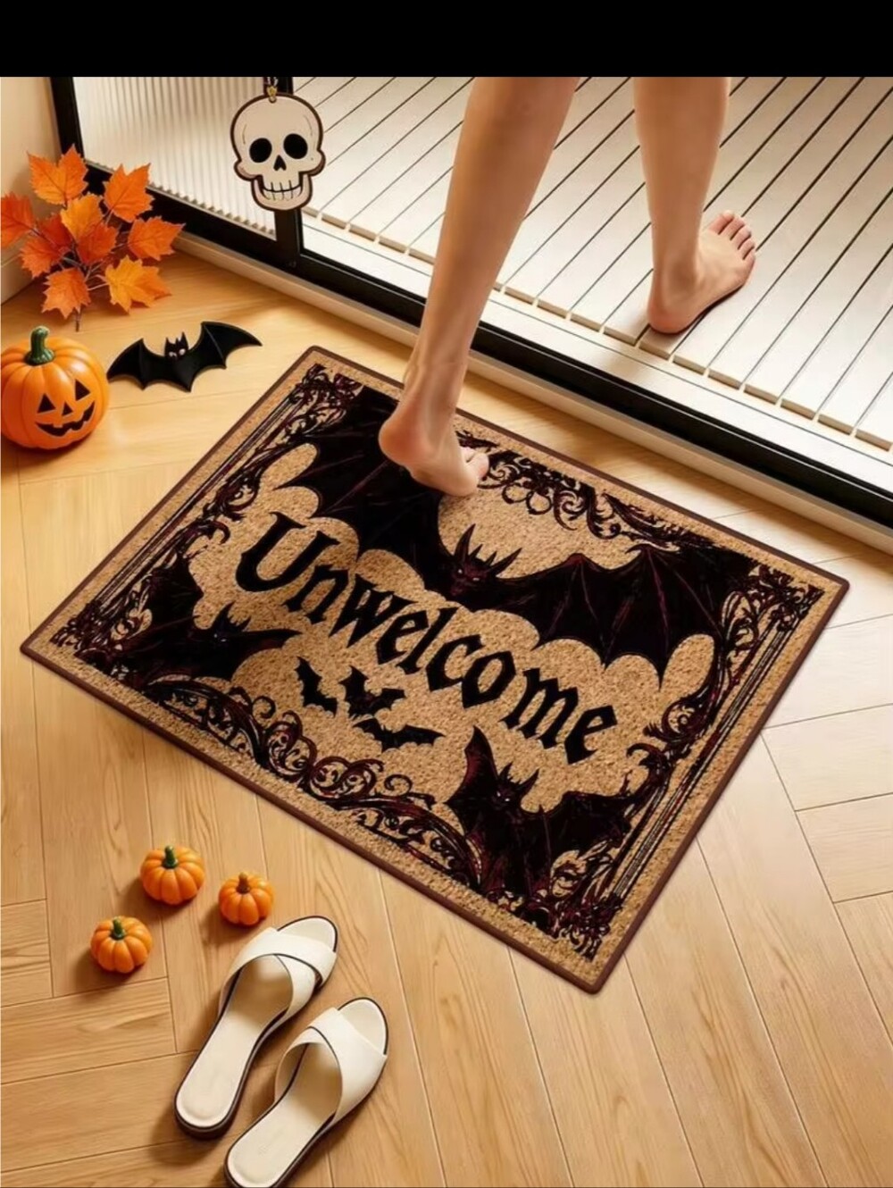 NWT Unwelcome Funny Bat Halloween Fall Welcome Doormat - Picture 6 of 10